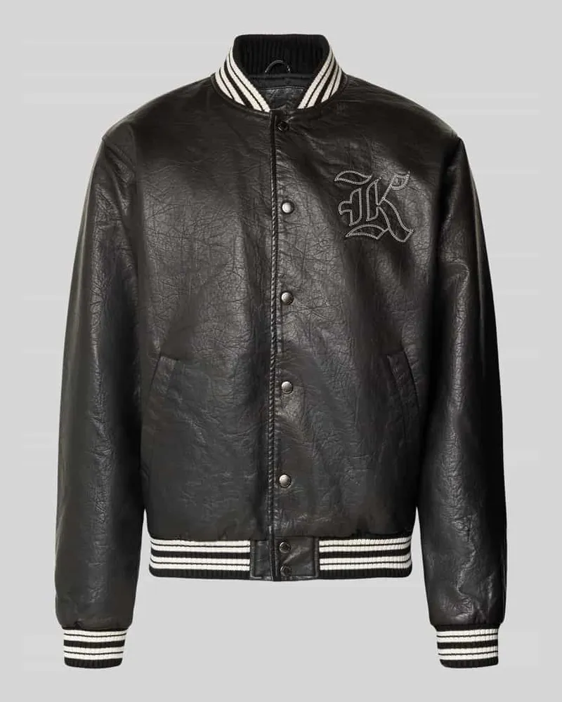 Karl Kani College-Jacke in Leder-Optik mit Label-Stitching Black