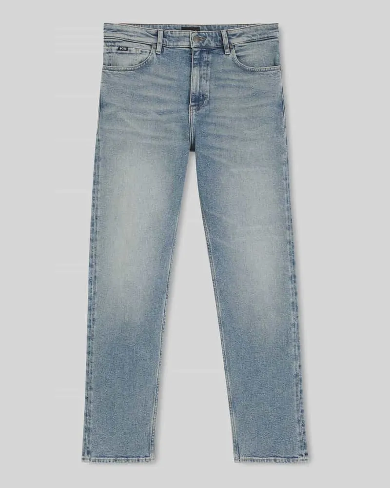 HUGO BOSS Straight Fit Jeans aus Baumwoll-Mix Jeansblau