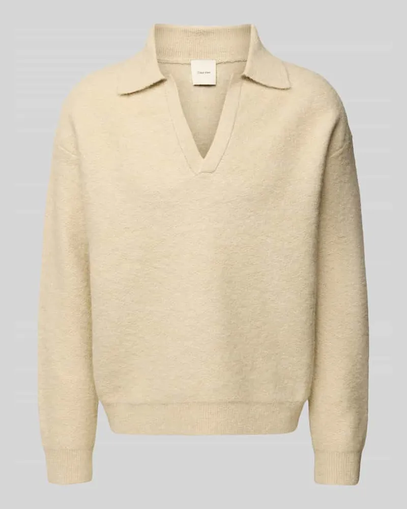 Calvin Klein Strickpullover mit V-Ausschnitt Offwhite