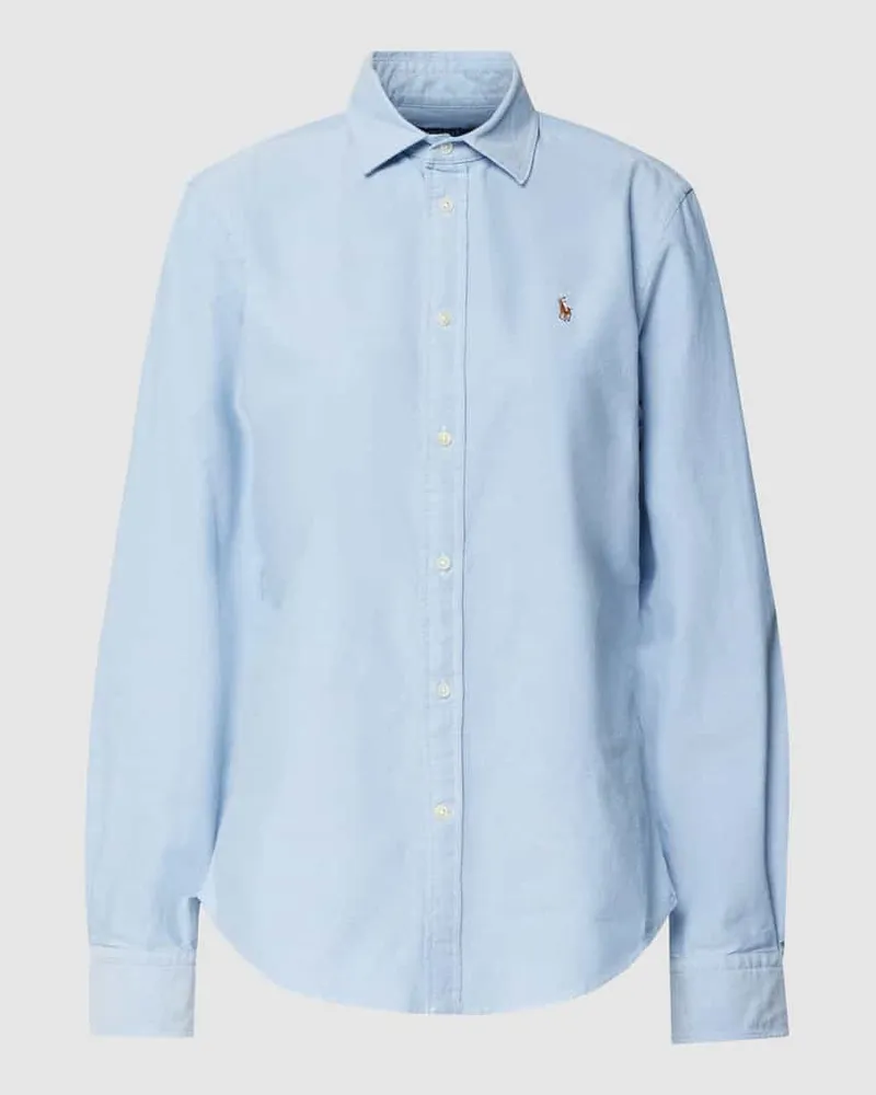 Ralph Lauren Hemdbluse mit Logo-Stitching Modell 'Kendal Hellblau