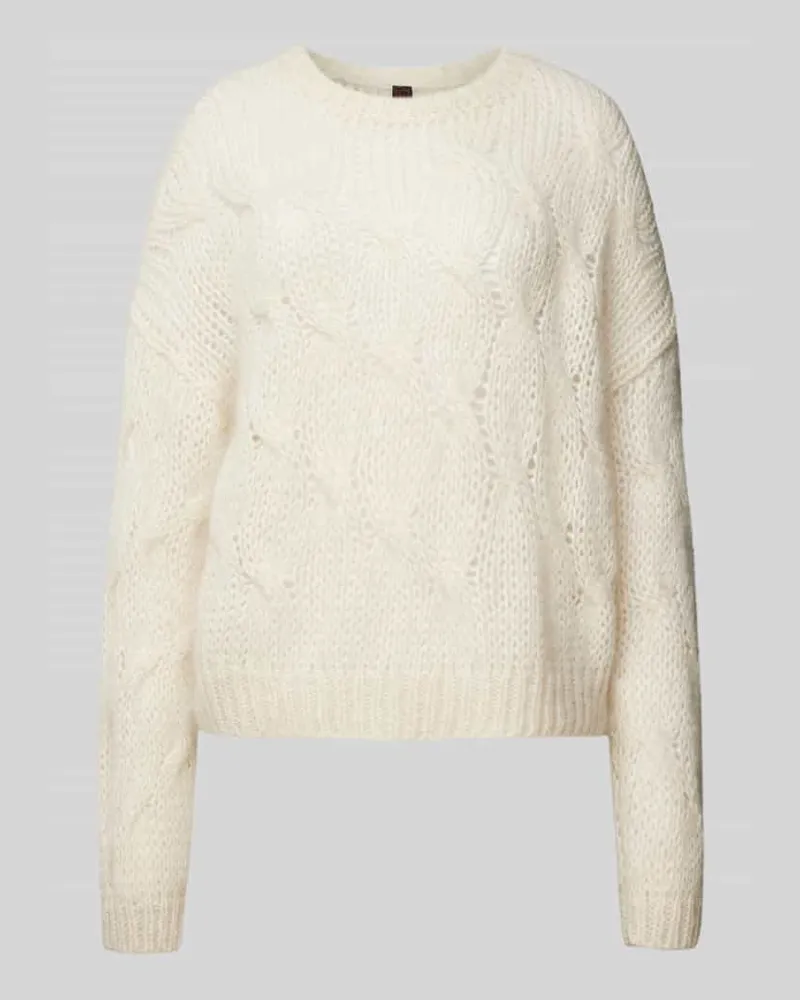 Stefanel Strickpullover mit Rundhalsausschnitt Ecru