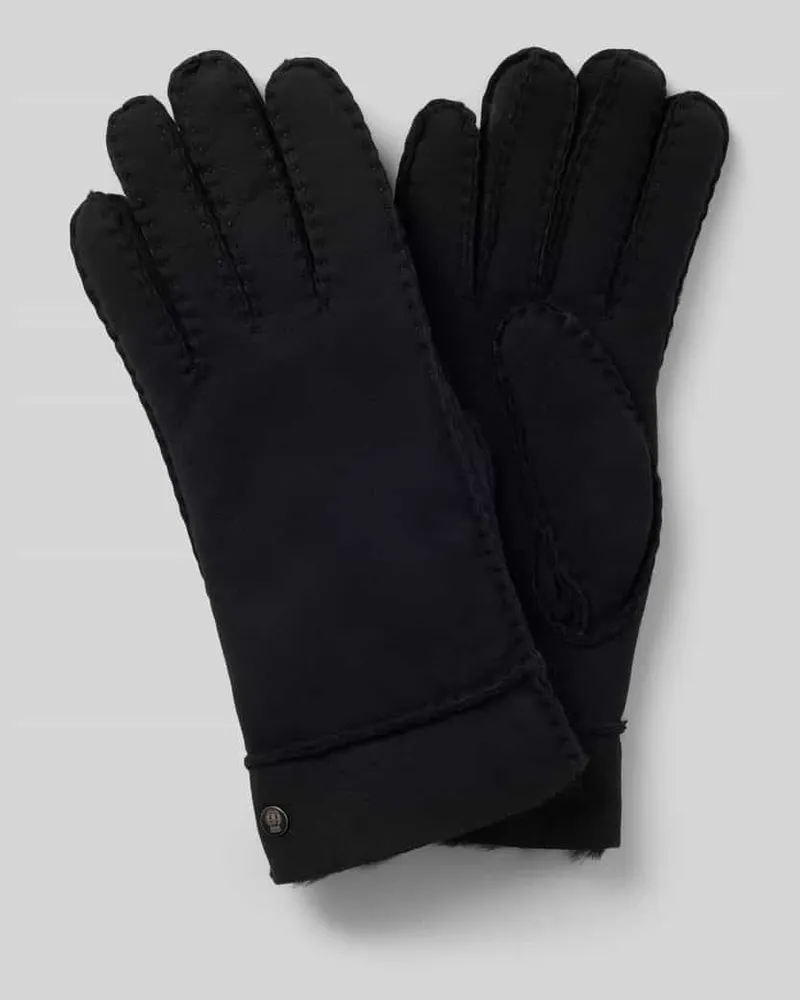 Roeckl Lammfellhandschuh mit Logo-Detail Modell 'Helsinki Black