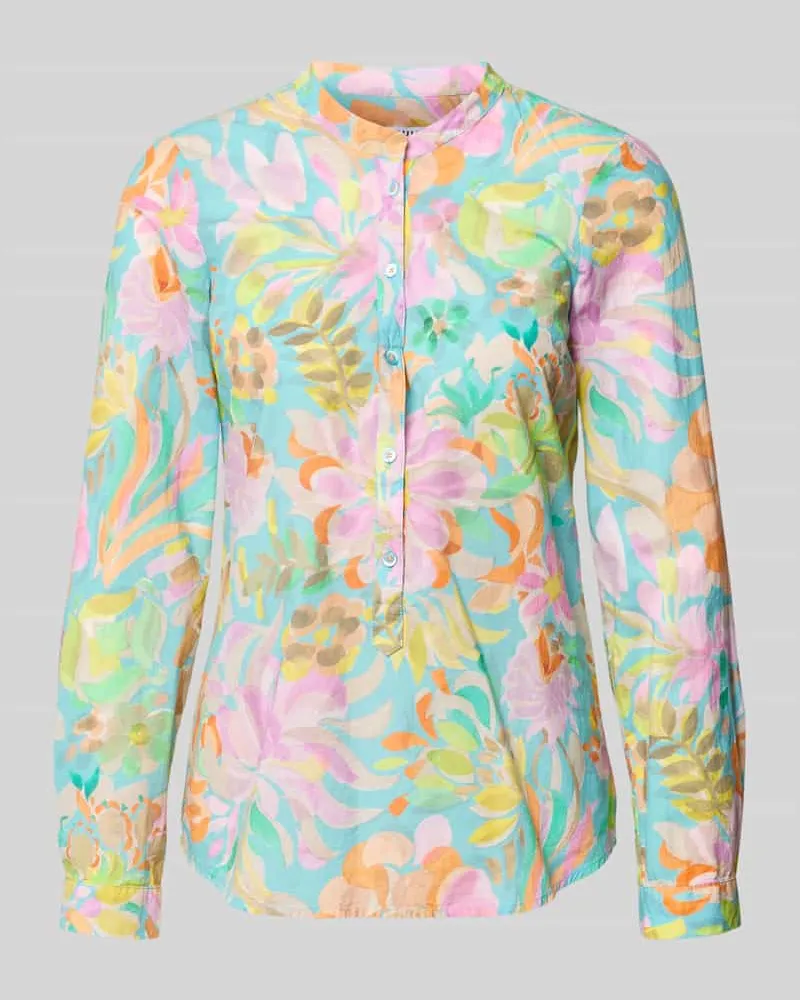 Emily van den Bergh Bluse mit abgerundetem Saum und Knopfleiste Hellgelb