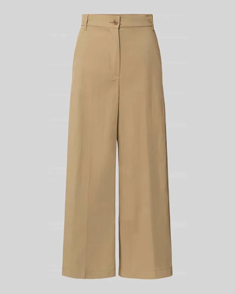 Max Mara Wide Leg Hose aus Baumwoll-Mix Hellbraun