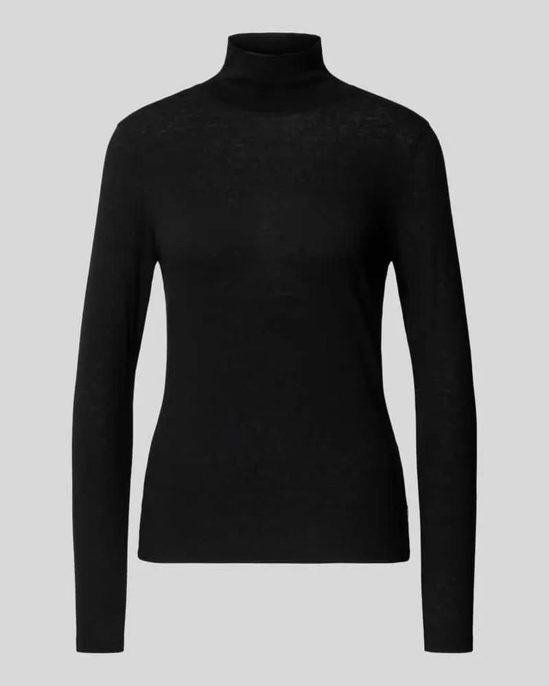 windsor. Longsleeve mit geripptem Stehkragen Black