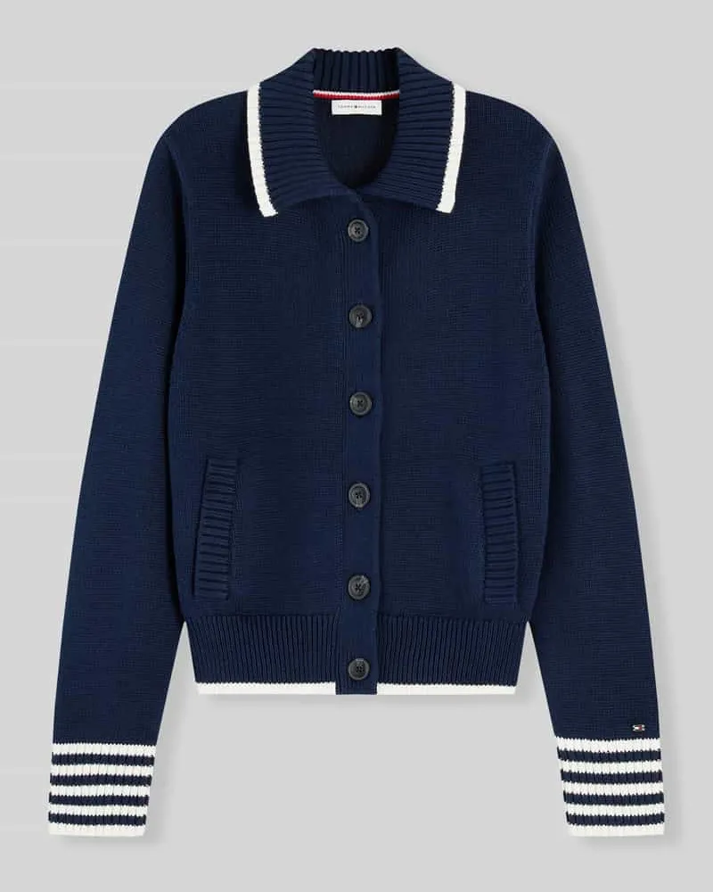 Tommy Hilfiger Relaxed Fit Strickjacke aus reiner Baumwolle Marine