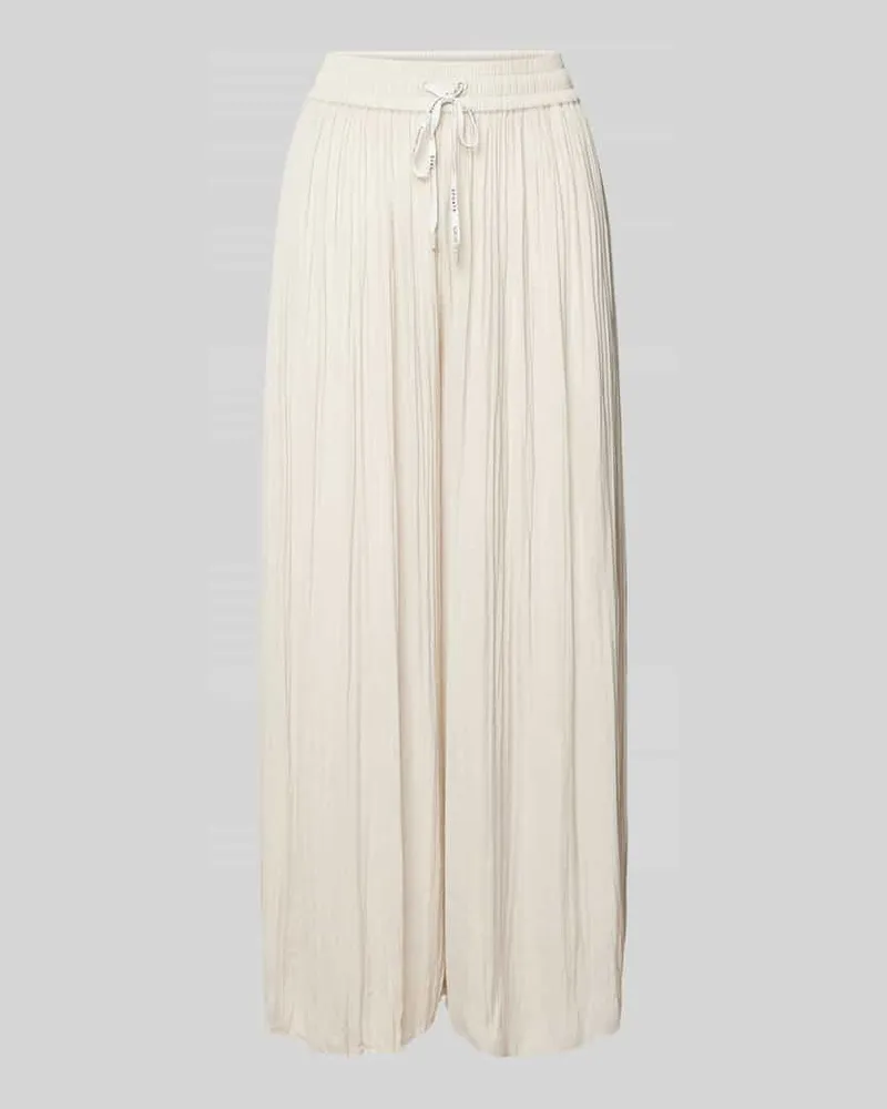 Marc Cain Wide Leg Stoffhose mit Plisseefalten Sand