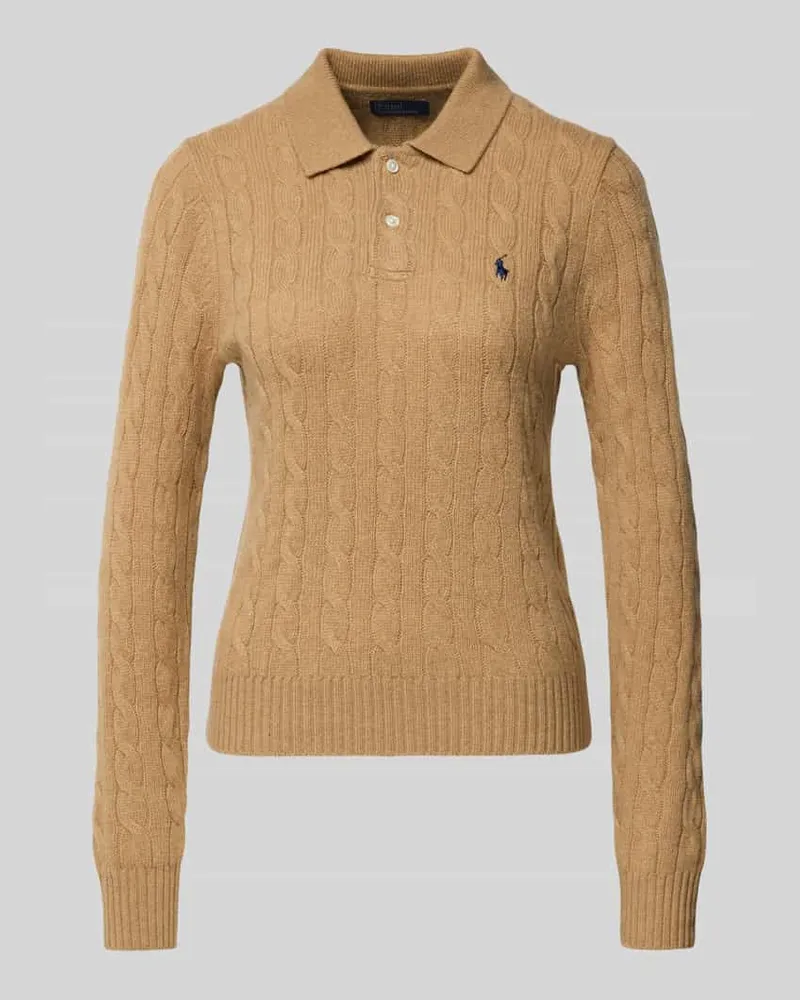 Ralph Lauren Slim Fit Longsleeve aus Woll-Mix mit Kaschmir-Anteil Camel