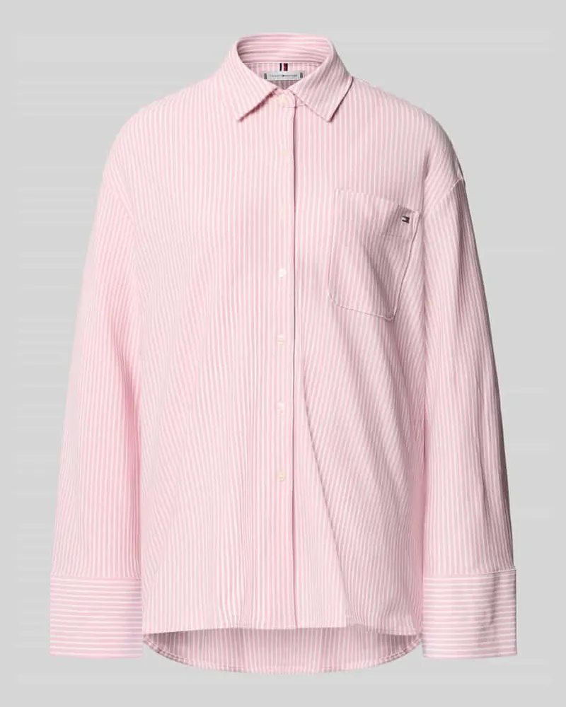 Tommy Hilfiger Oversized Langarmbluse aus Baumwoll-Mix Rosa