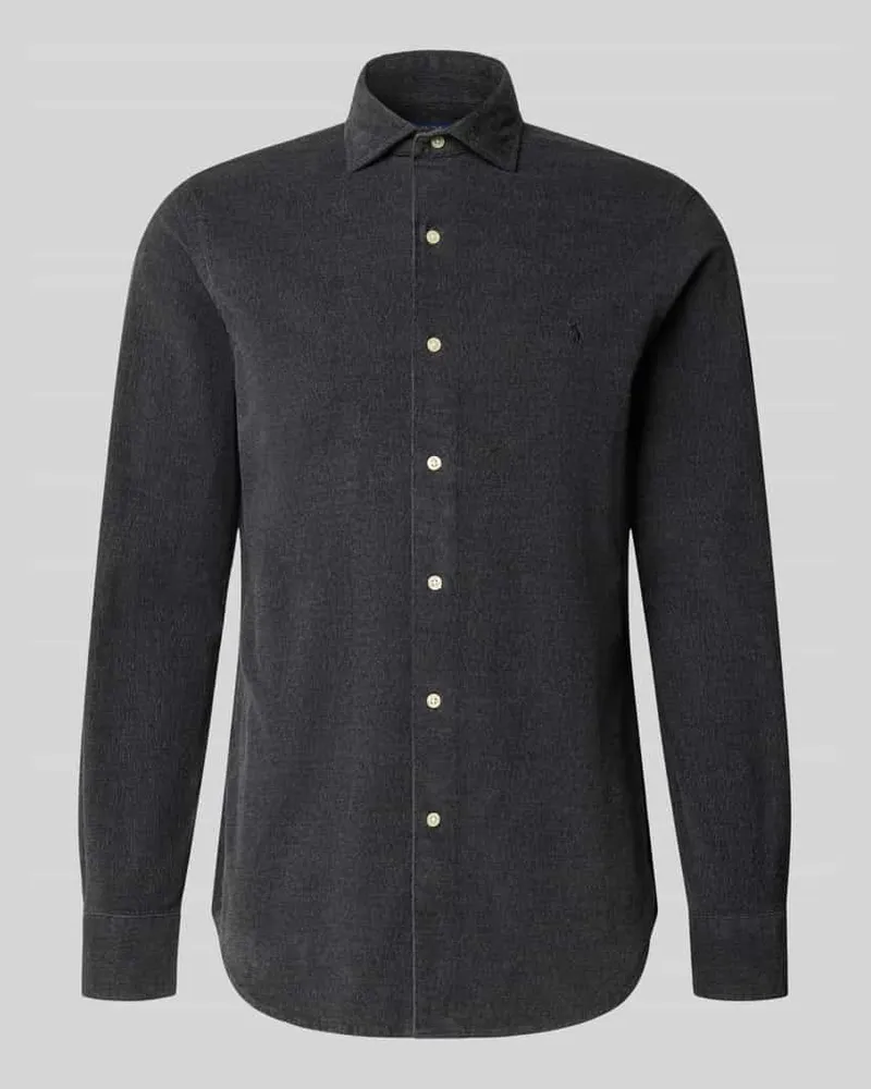 Ralph Lauren Custom Fit Freizeithemd aus Baumwollmix Dunkelgrau