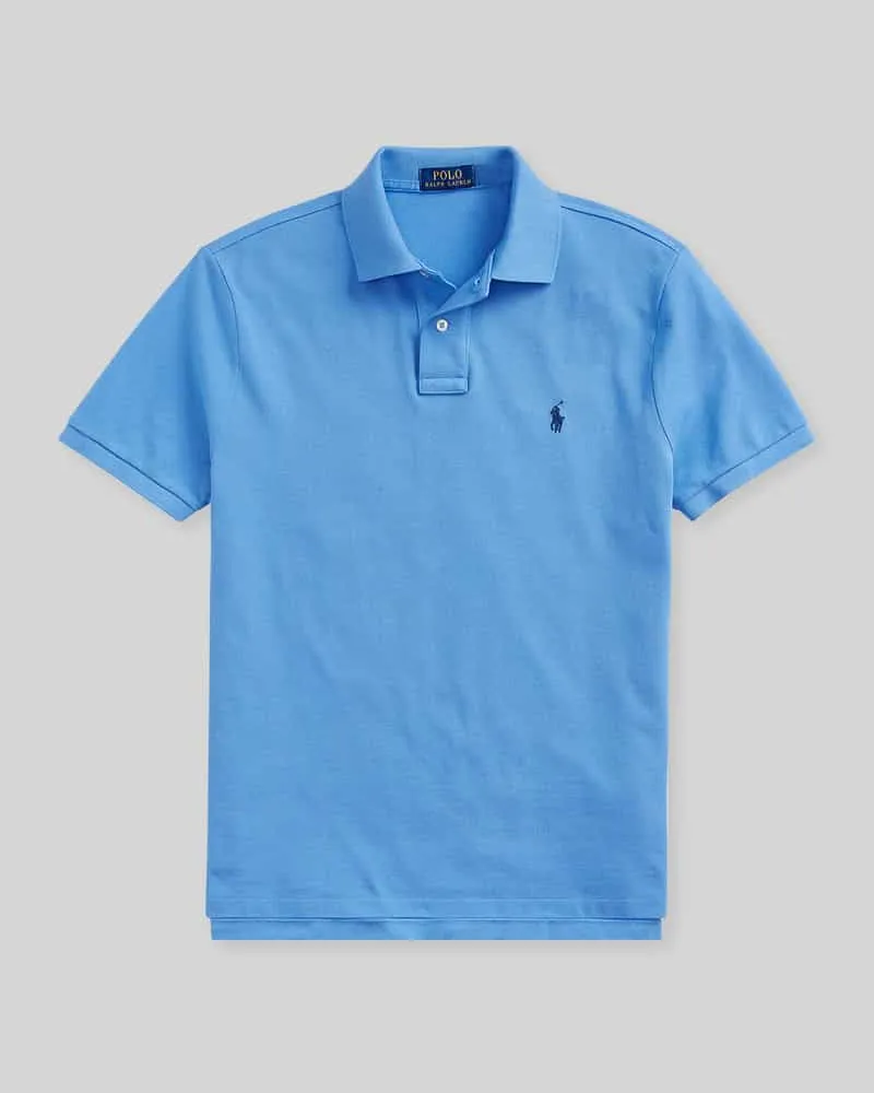 Ralph Lauren Slim Fit Poloshirt aus reiner Baumwolle Bleu
