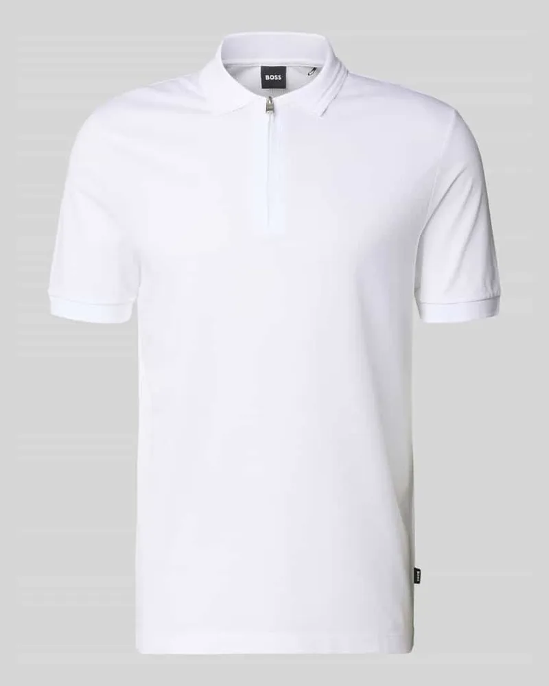 HUGO BOSS Regular Fit Poloshirt aus Baumwoll-Lyocell-Mix Modell 'H-PARAS 70 Weiss