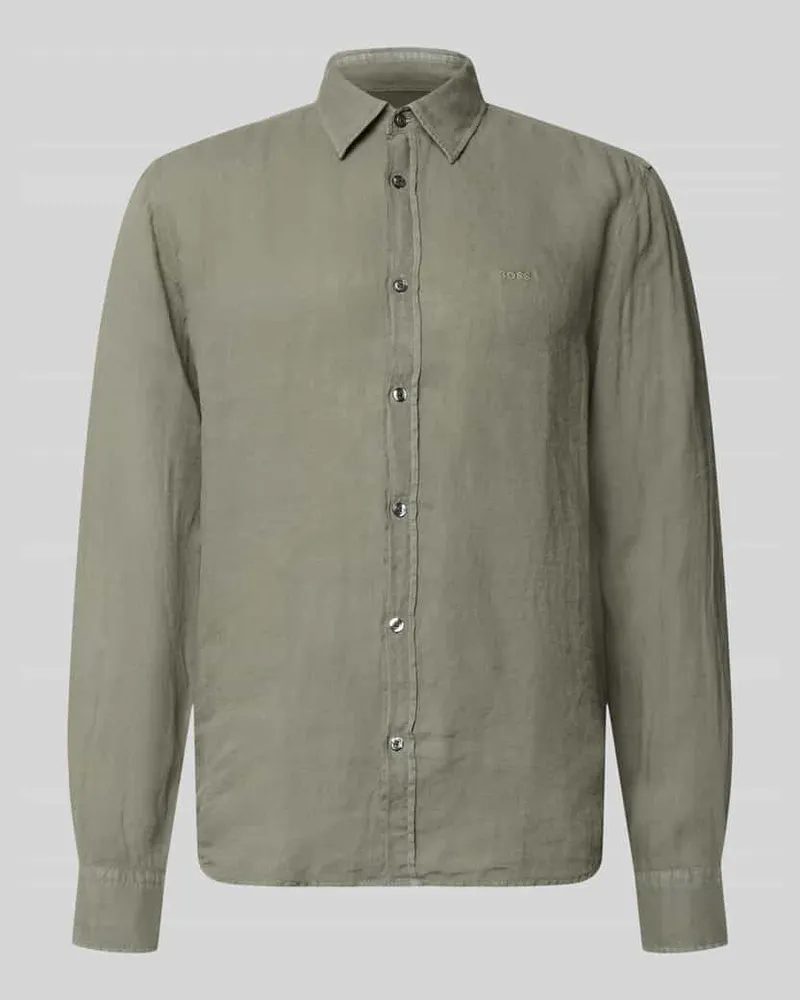 HUGO BOSS Regular Fit Freizeithemd aus reinem Leinen Modell 'RELEGANT Oliv