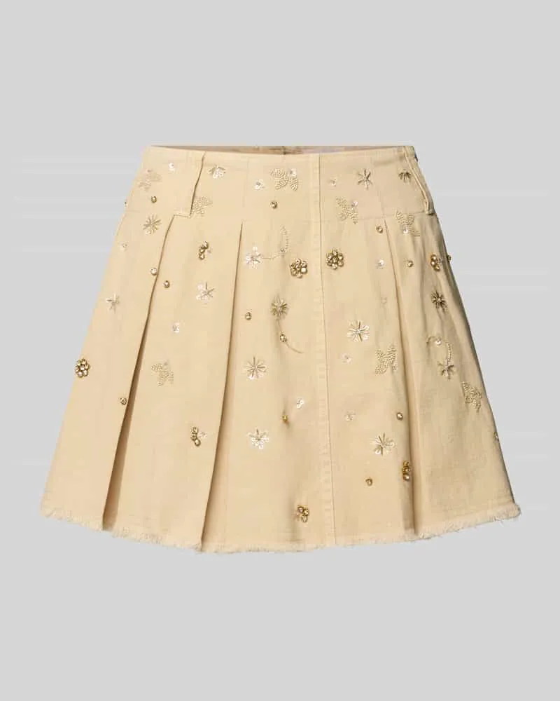 Liu Jo Faltenrock mit Pailletten, Perlen und Ziersteinbesatz Sand