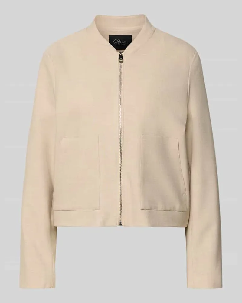 S.Oliver Regular Fit Blouson mit Viskose-Anteil Ecru