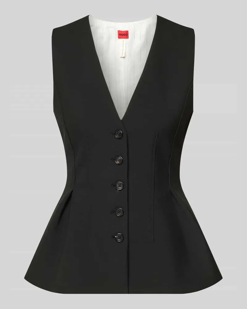 HUGO BOSS Slim Fit Weste mit Viskose-Anteil Modell 'Anena Black