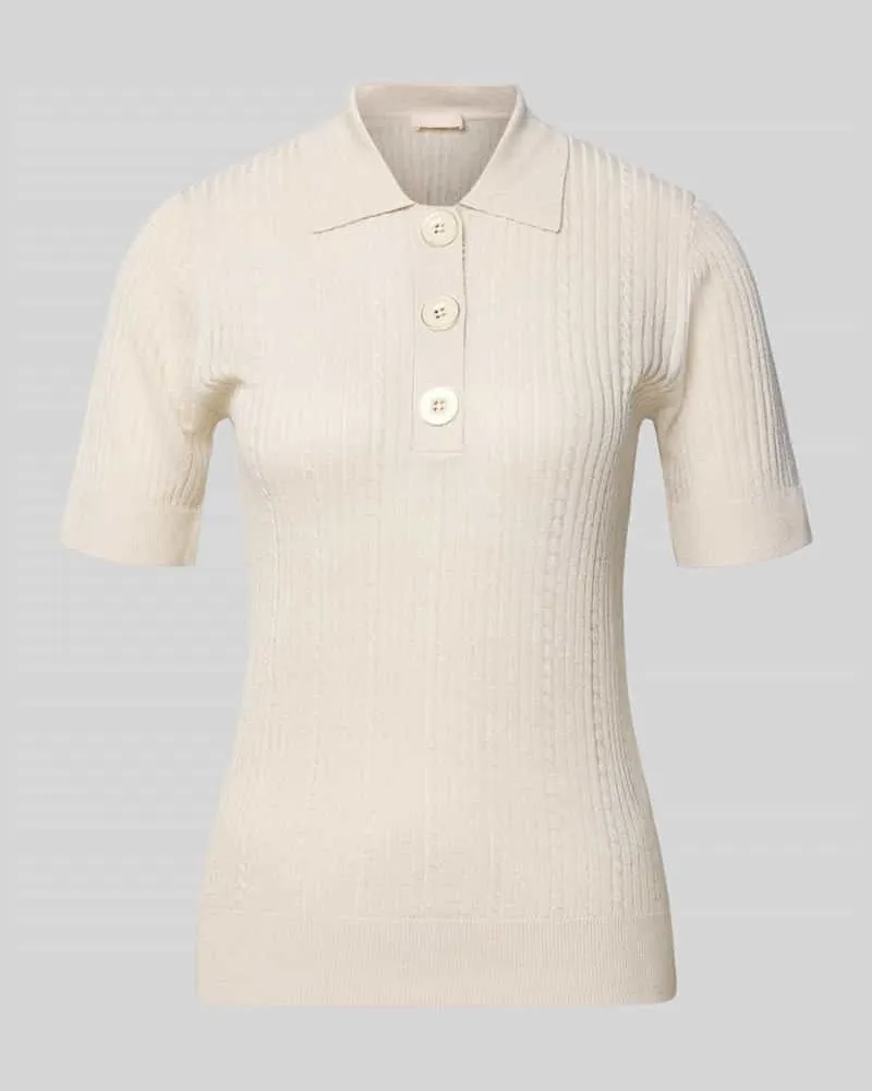 Liu Jo Strickshirt mit Polokragen und Knopfleiste Sand