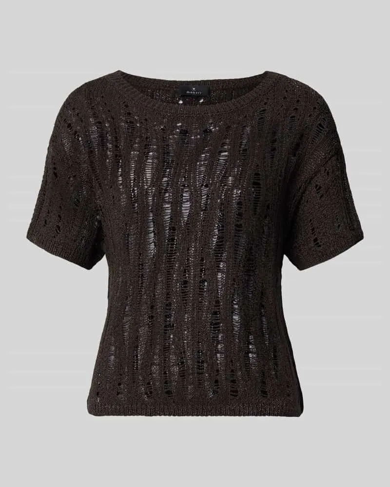 monari T-Shirt in semitransparentem Design Modell 'Ajour Dunkelbraun