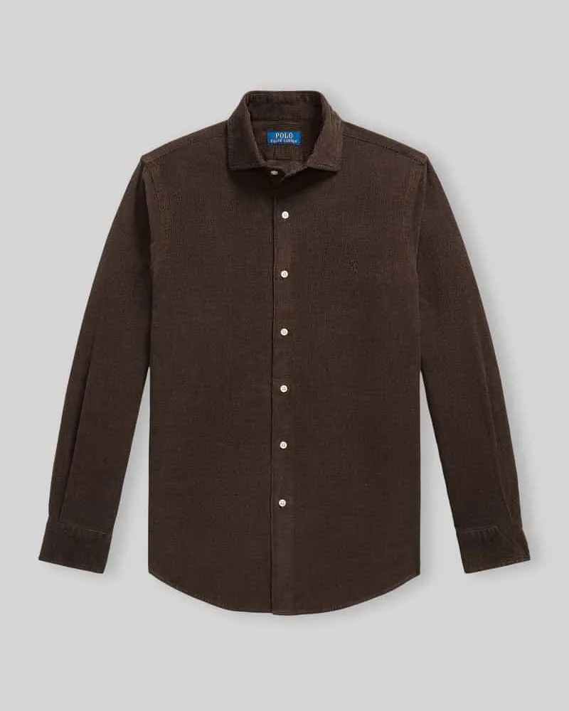 Ralph Lauren Custom Fit Freizeithemd aus Baumwollmix Mittelbraun