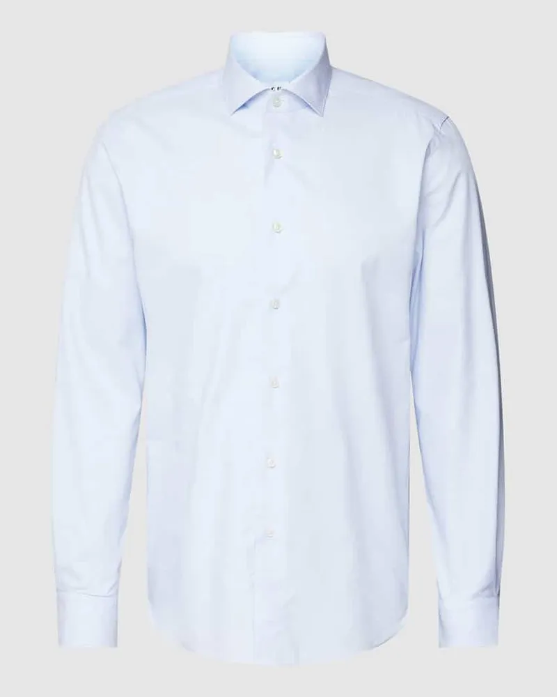 XACUS Regular Fit Businesshemd aus Uni Struktur Bleu