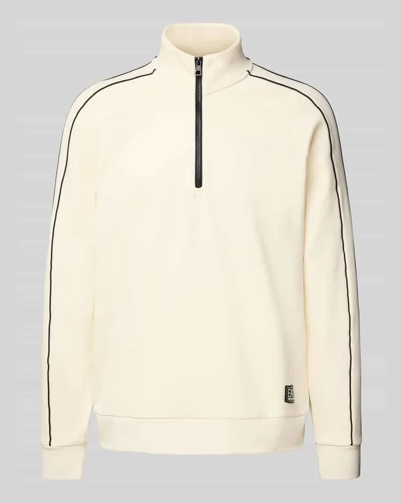 EA7 Sweatshirt mit Stehkragen und Reißverschluss Offwhite
