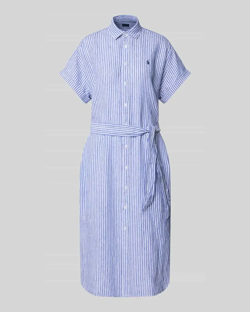 Ralph Lauren Hemdblusenkleid aus Leinen mit Bindegürtel Royal