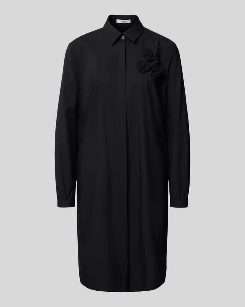 0039 Italy Knielanges Kleid mit Zierbesatz Modell 'DANNIKA Black
