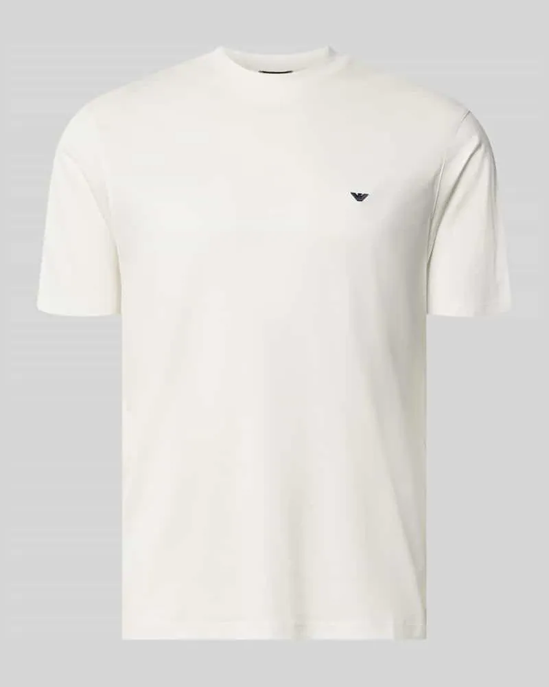 Emporio Armani T-Shirt aus Lyocell-Mix mit Label-Stitching Weiss
