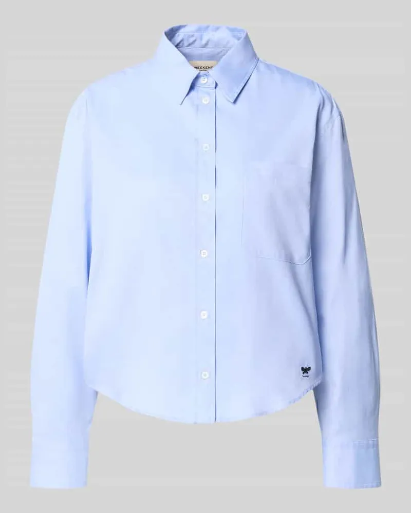 Max Mara Loose Fit Langarmbluse aus reiner Baumwolle Modell 'NUORO Hellblau