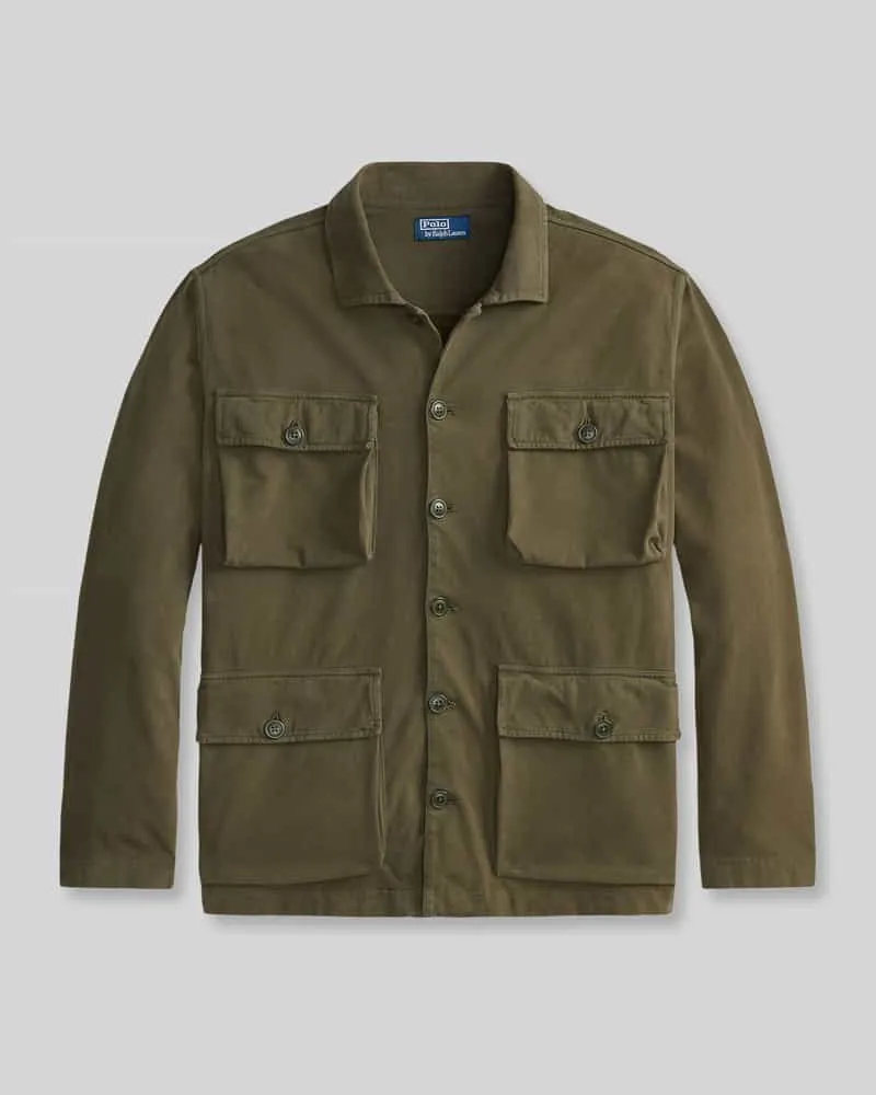Ralph Lauren Regular Fit Hemdjacke aus reiner Baumwolle Modell 'SUEDED MOLESKIN Oliv