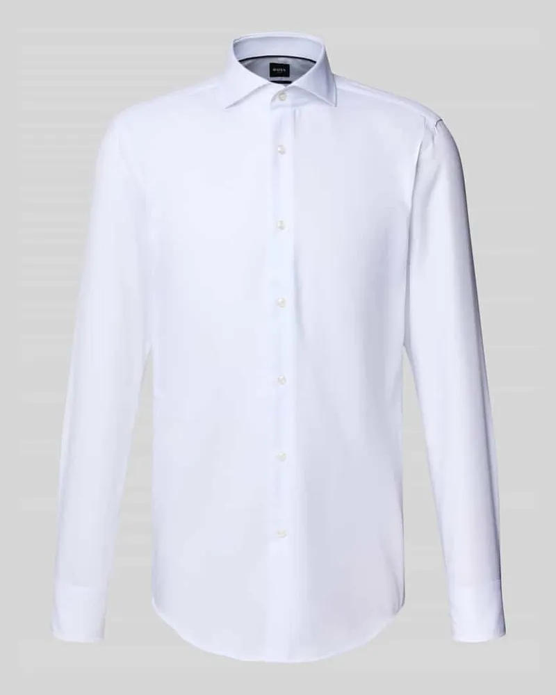 HUGO BOSS Slim Fit Businesshemd aus reiner Baumwolle Modell 'HANK Weiss