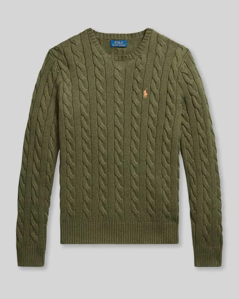 Ralph Lauren Regular Fit Strickpullover aus reiner Baumwolle Oliv