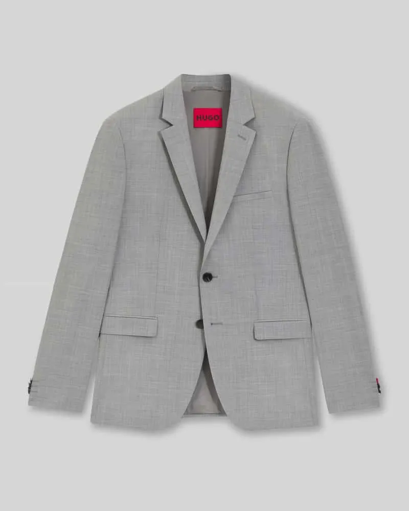 HUGO BOSS Slim Fit Anzugsakko aus Woll-Mix Modell 'ARTI Silber