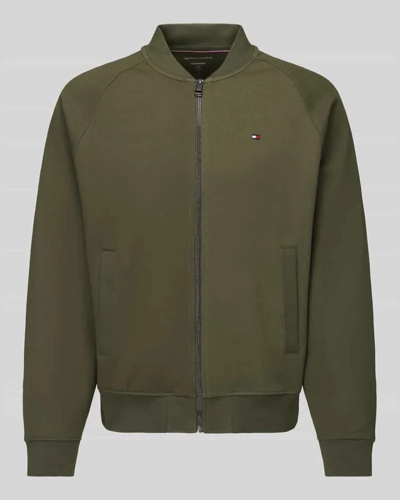 Tommy Hilfiger Regular Fit Sweatjacke aus Baumwoll-Mix Oliv