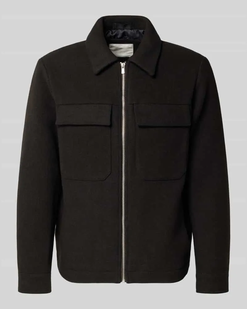 Jack & Jones Hemdjacke mit Brusttaschen Modell 'RUSSEL Dunkelbraun