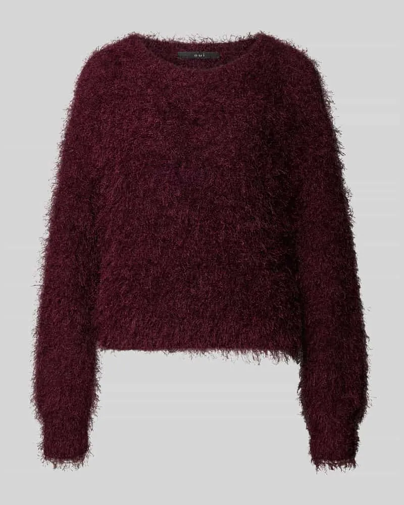 Oui  Strickpullover mit Rundhalsausschnitt Bordeaux