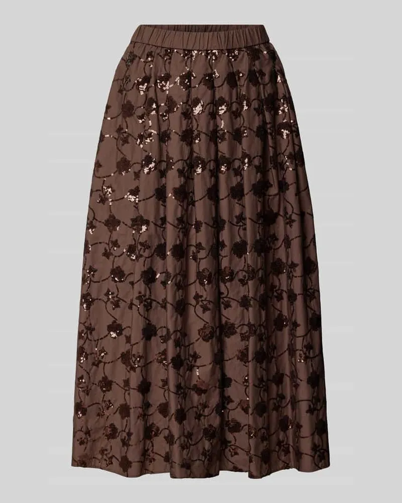 Max Mara Ausgestellter Midi-Rock aus reiner Baumwolle Dunkelbraun