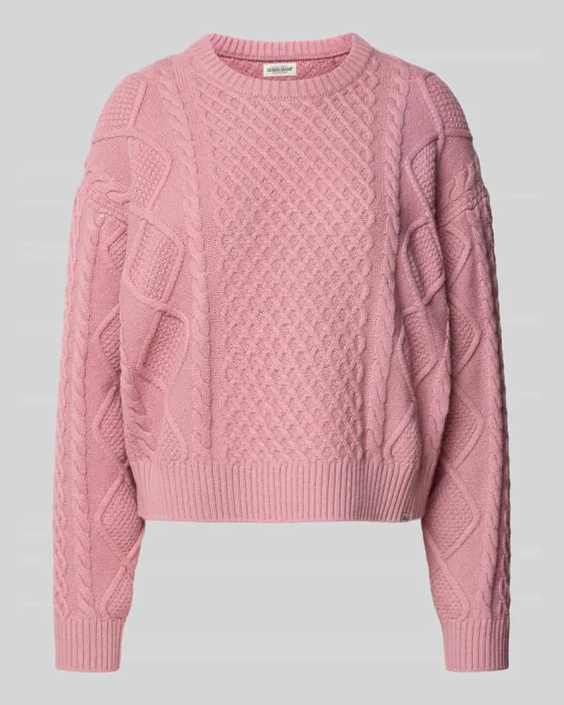 Guess Strickpullover mit Strukturmuster und Rundhalsausschnitt Rosa