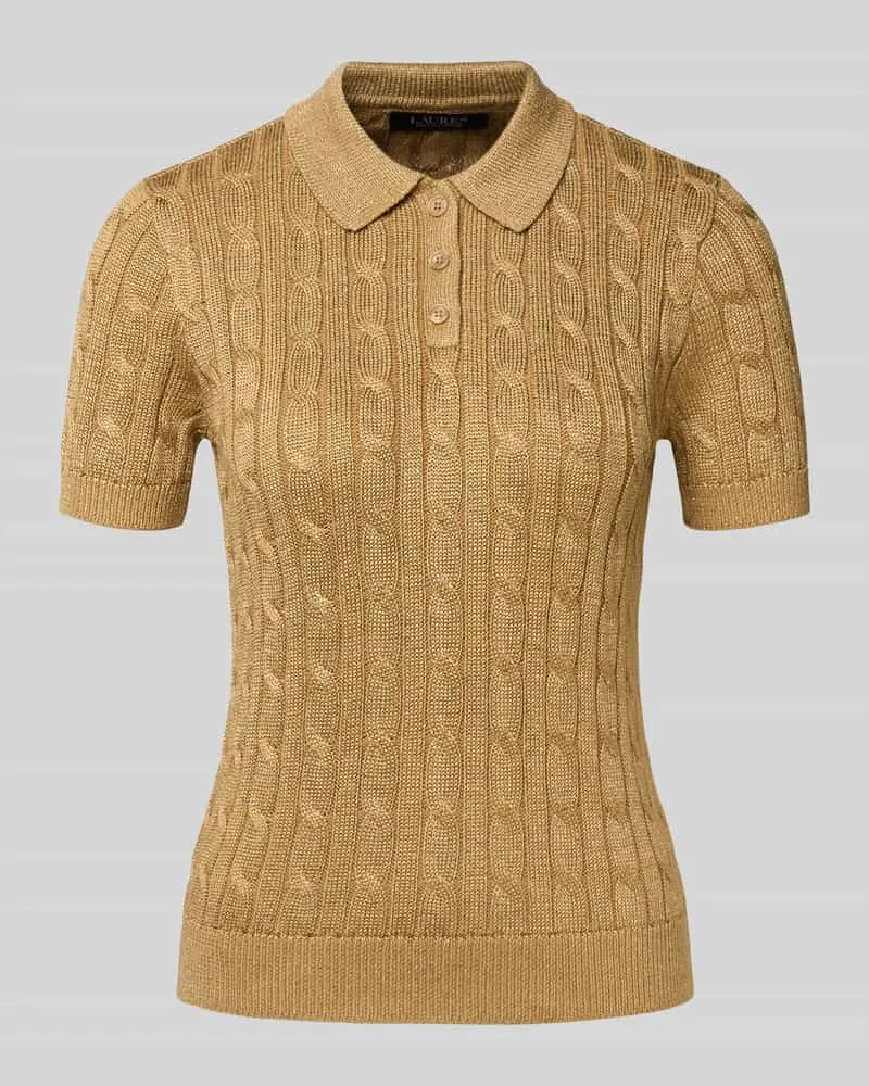 Ralph Lauren Strickshirt mit Zopfmuster und Polokragen Modell 'NATRISSA Gold