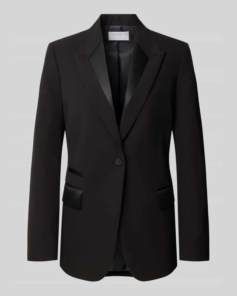 JAKE*S Regular Fit Longline Blazer mit Satinrevers Black