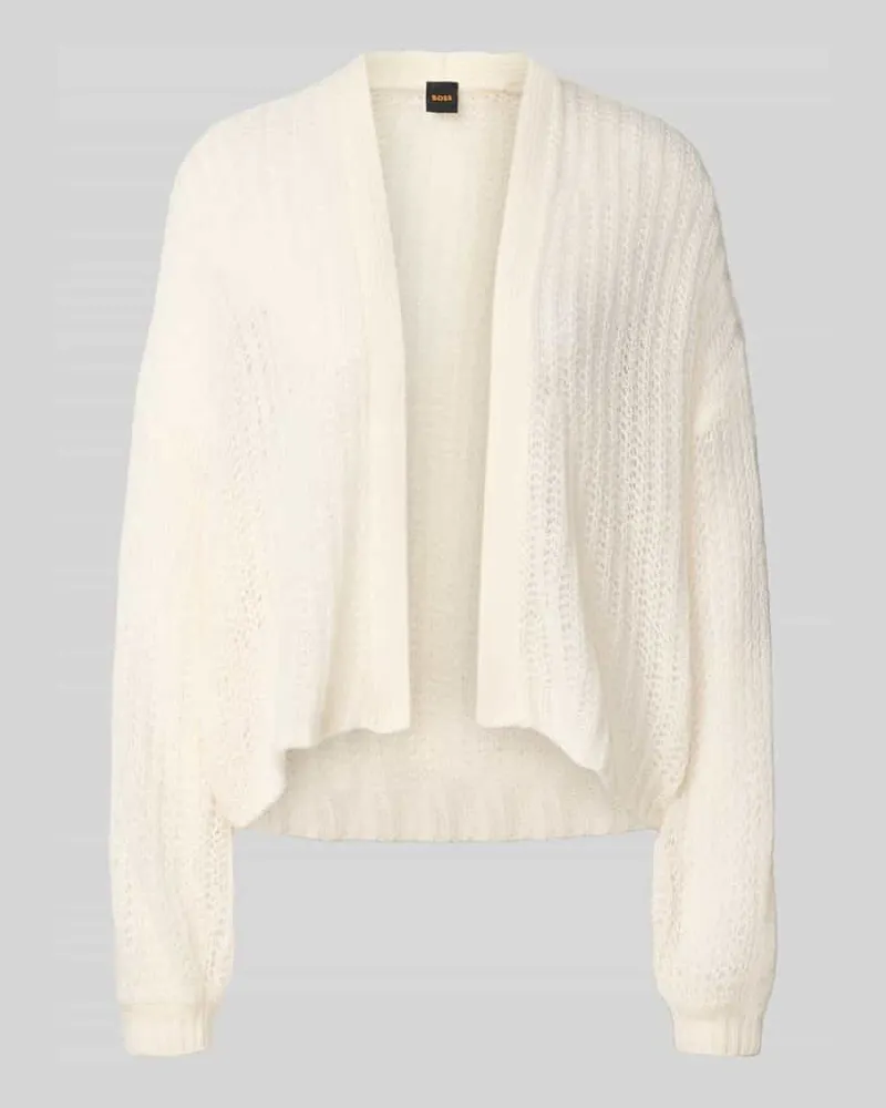 HUGO BOSS Regular Fit Strickjacke mit Wollanteil Modell 'FURGOVIA Weiss