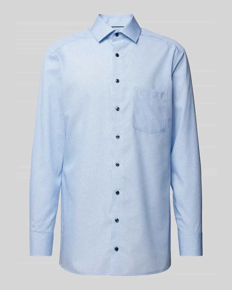 Olymp Regular Fit Business-Hemd mit Knopfleiste Bleu