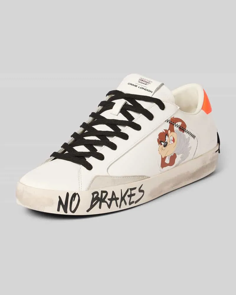 Crime Sneaker aus Leder mit Looney Tunes®-Print Weiss