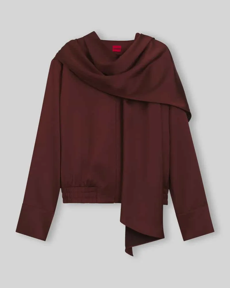 HUGO BOSS Blouson mit Drapierung am Kragen Mittelbraun