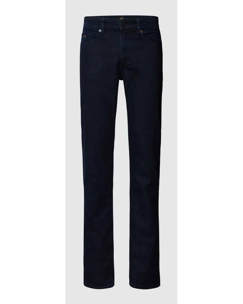 HUGO BOSS Jeans mit Label-Patch Modell 'Delaware Blau