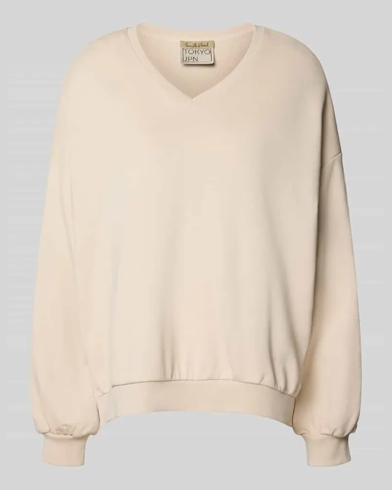 Smith & Soul Oversized Sweatshirt mit V-Ausschnitt Ecru