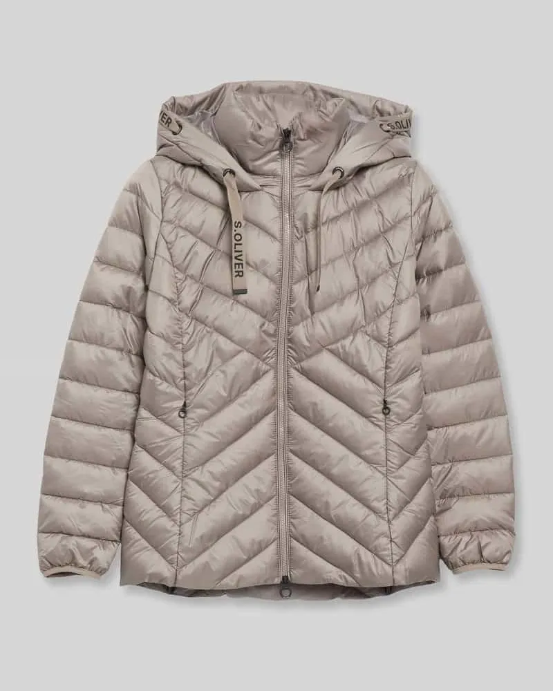 S.Oliver Slim Fit Steppjacke mit Zweiwege-Reißverschluss Taupe