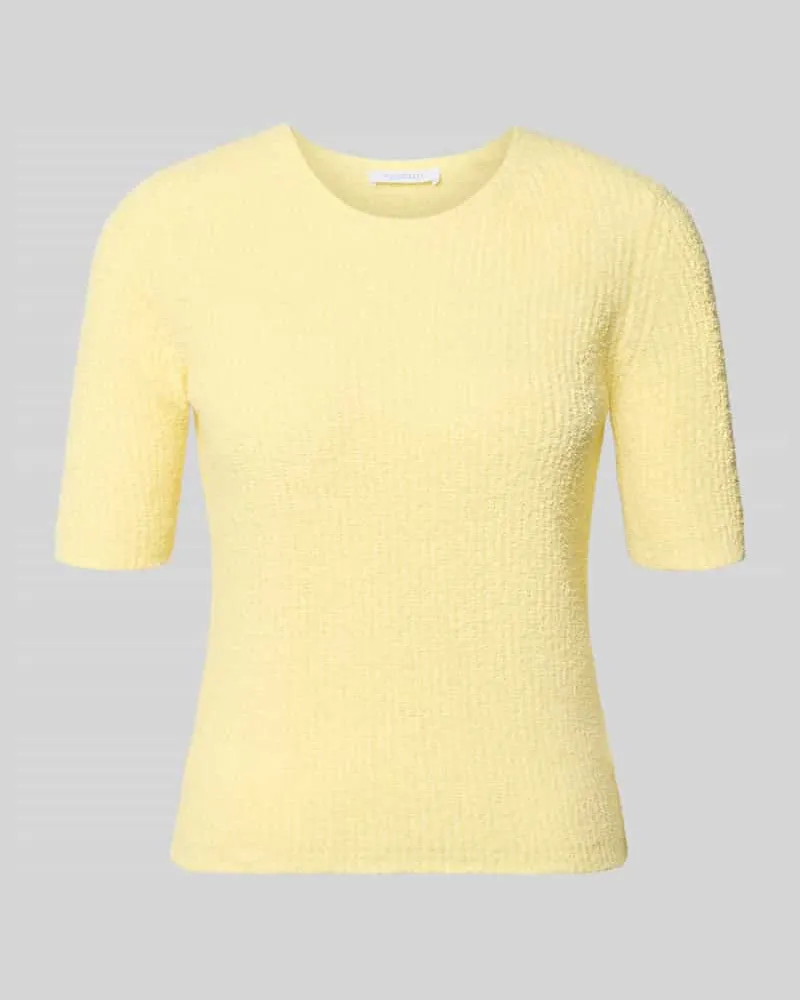 Rich&Royal T-Shirt in Strick-Optik mit Rundhalsausschnitt Hellgelb