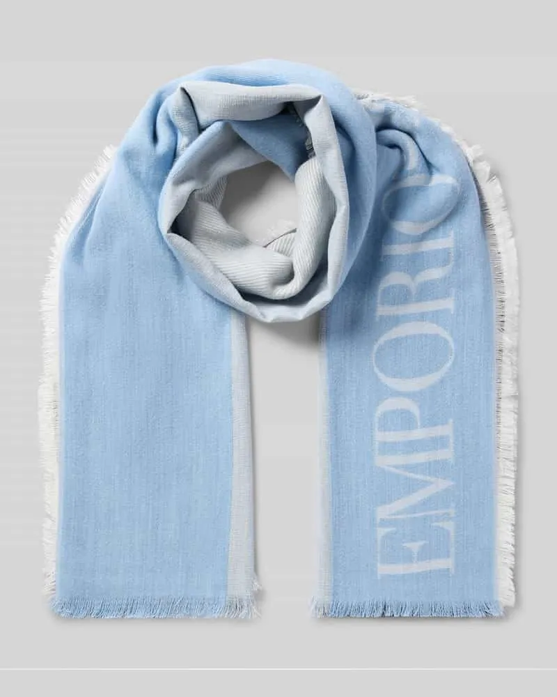 Emporio Armani Schal mit Label-Detail und Fransen Hellblau