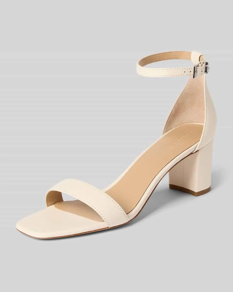 Ralph Lauren Sandaletten aus Leder mit Blockabsatz Modell 'LOGAN Weiss